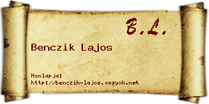 Benczik Lajos névjegykártya